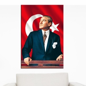 Türk Bayrağı Dekorlu Atatürk Tablosu-Trend Tablo..