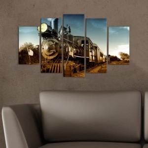 5 Parçalı Kanvas Tablo - Tren Tablosu