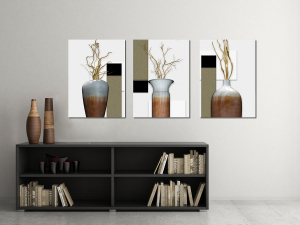 Vazoda Çiçekler-Geometrik Şekiller Minimalist Ko..