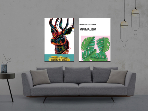 Geyik Tablosu-Geometrik Şekiller Minimalist Kole..