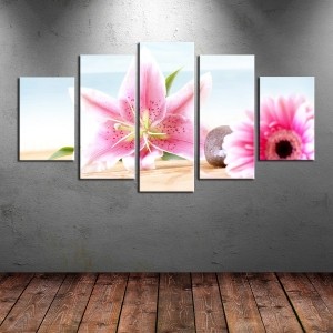 5 Parçalı Kanvas Çiçek Tablosu