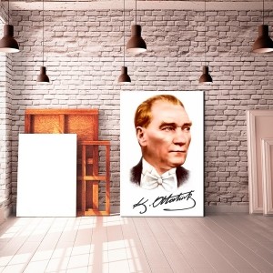 Beyaz Zeminde Atatürk Tablosu