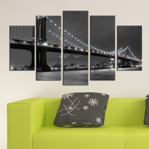 5 Parçalı Kanvas Tablo - San Francisco Köprü Tab..