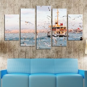 5 Parçalı Kanvas İstanbul Boğazı Tablosu