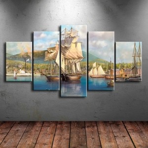 5 Parçalı Kanvas İskele Tablosu