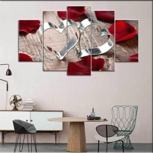 5 Parçalı Kanvas Romantik Aşk Tablosu