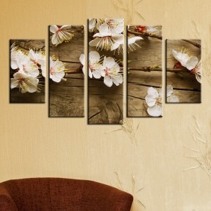 5 Parçalı Kanvas Tablo -Çiçekler Retro-Dekoratif..