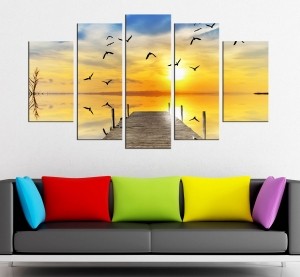5 Parçalı İskele Manzaralı Kanvas Tablo